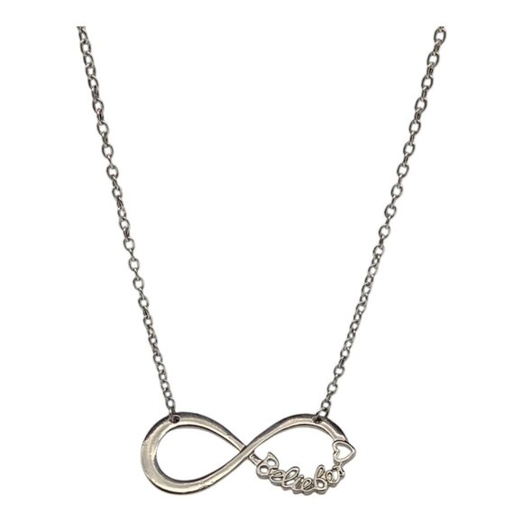 Sterling Silver "Believe" Infinity Pendant Necklace With Delicate Chain - Picture 2 of 11
